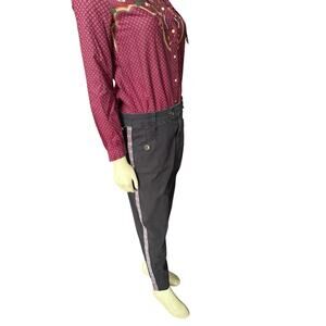 NWT $130 Free People Boho Black Relaxed Embroidered Hippie Chino Pants 6 S